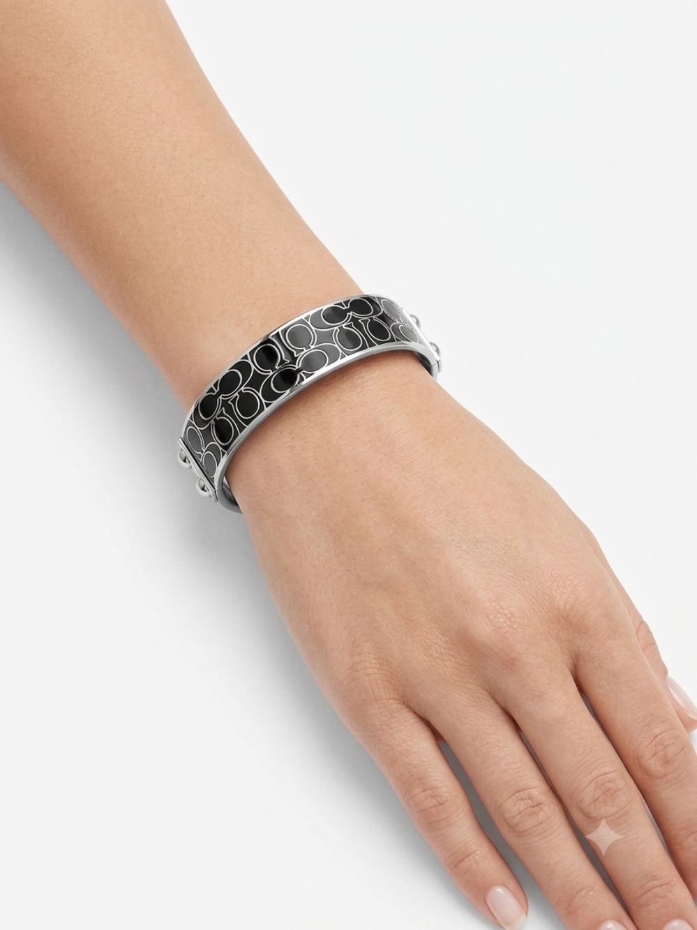 Coach Designer Black and Gold Logo Bangle Bracelet